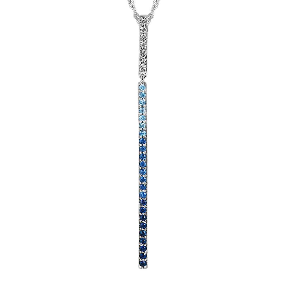 Multi-Colored Sapphire Vertical Bar Pendant (18'')
