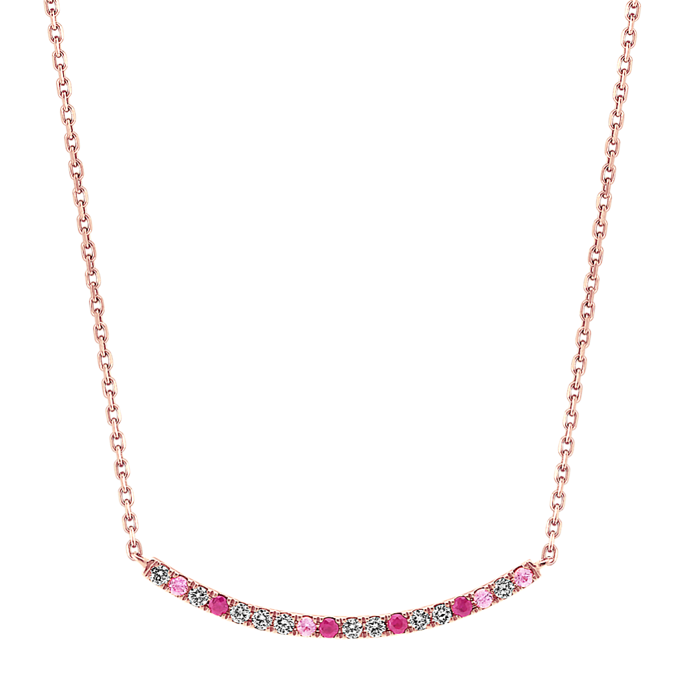 Multi-Pink Sapphire & Diamond Necklace (18 in)