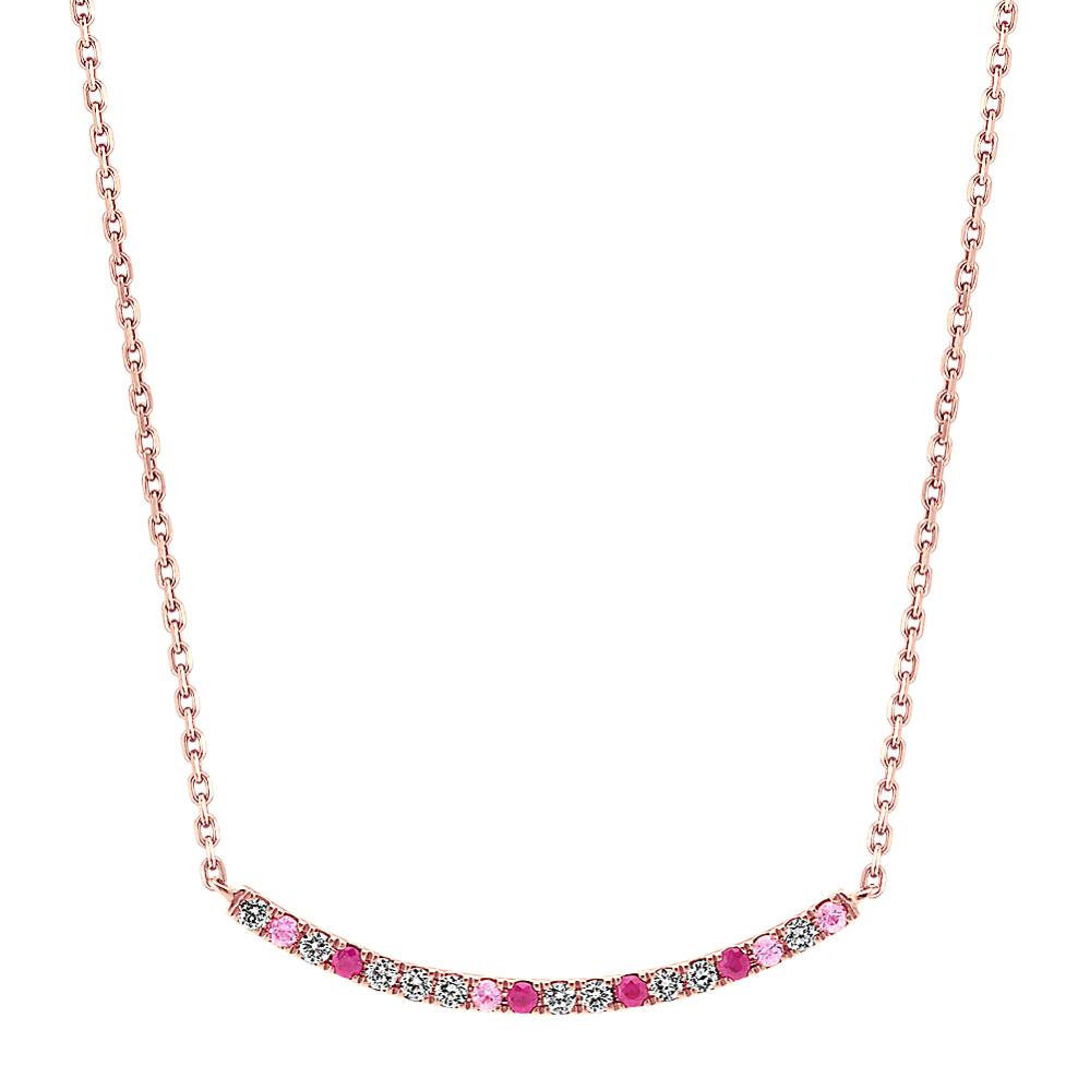 Multi-Pink Sapphire & Diamond Necklace (18'')