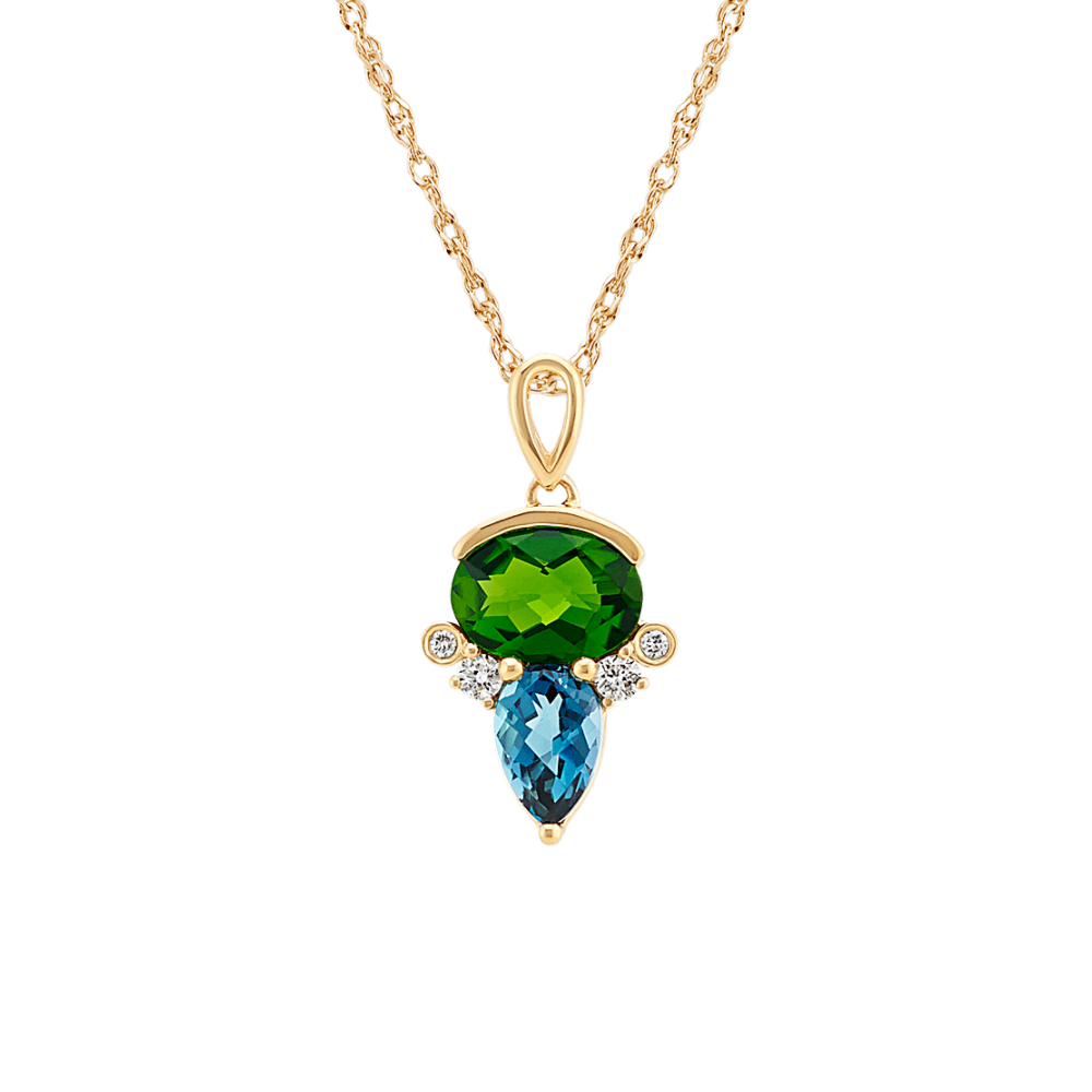Multiple Gemstone Pendant in 14k Yellow Gold (20 in) Shane Co.