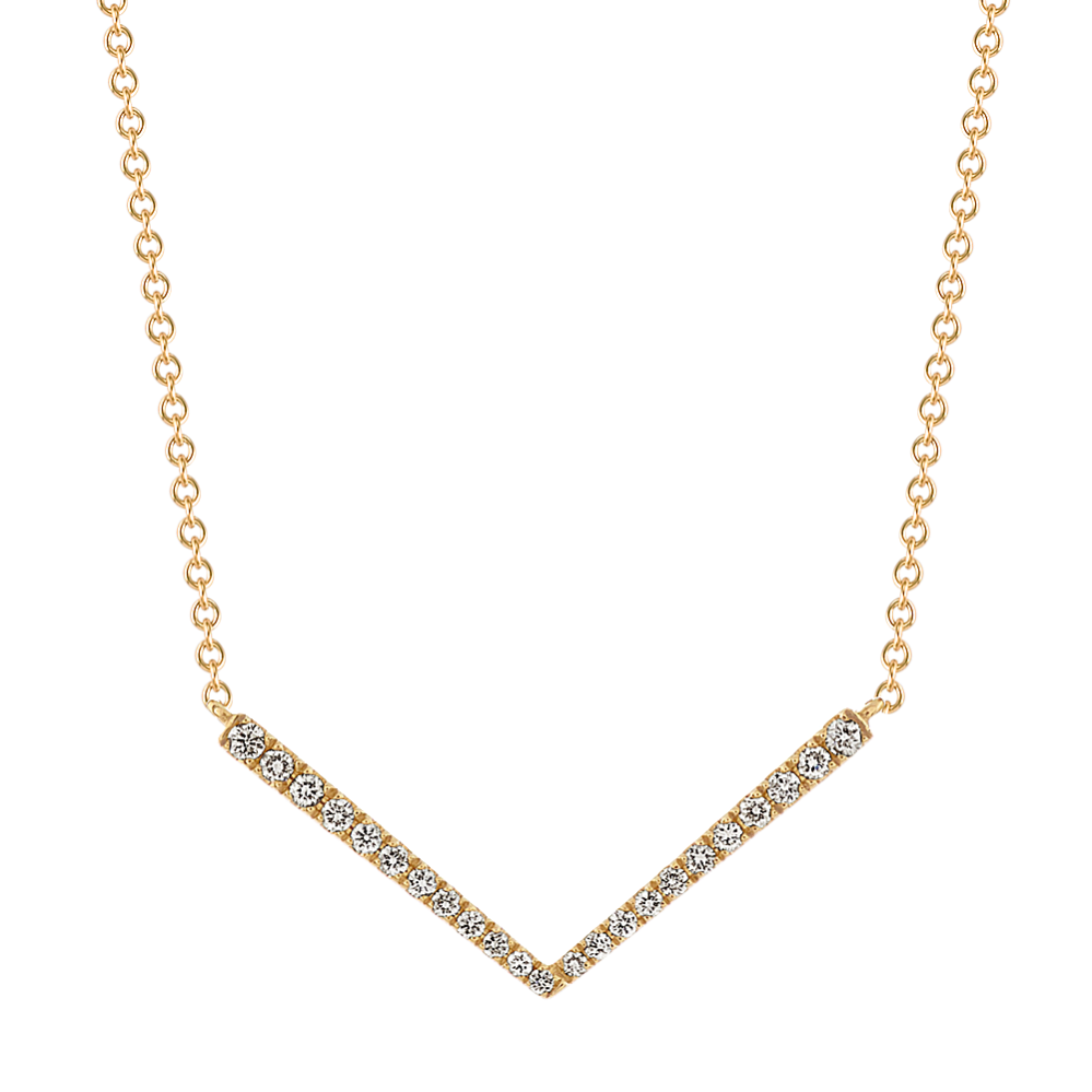 Napoli Diamond V Bar Necklace in 14k Yellow Gold (18 in)