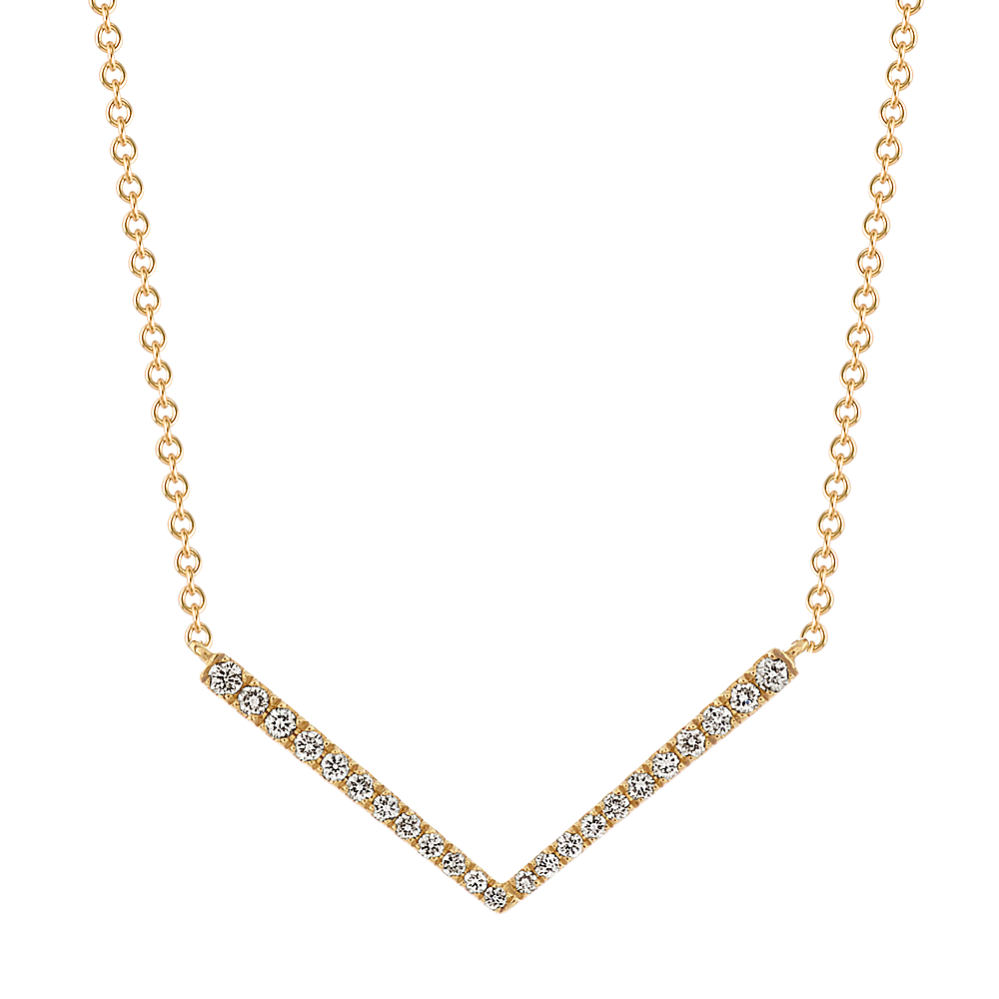 Napoli Diamond V Bar Necklace in 14k Yellow Gold (18'')
