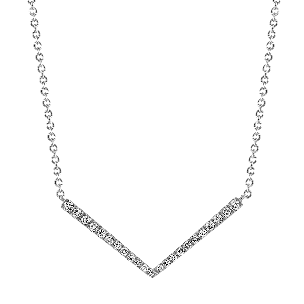 Napoli Diamond V Bar necklace in 14k White Gold (18 in)