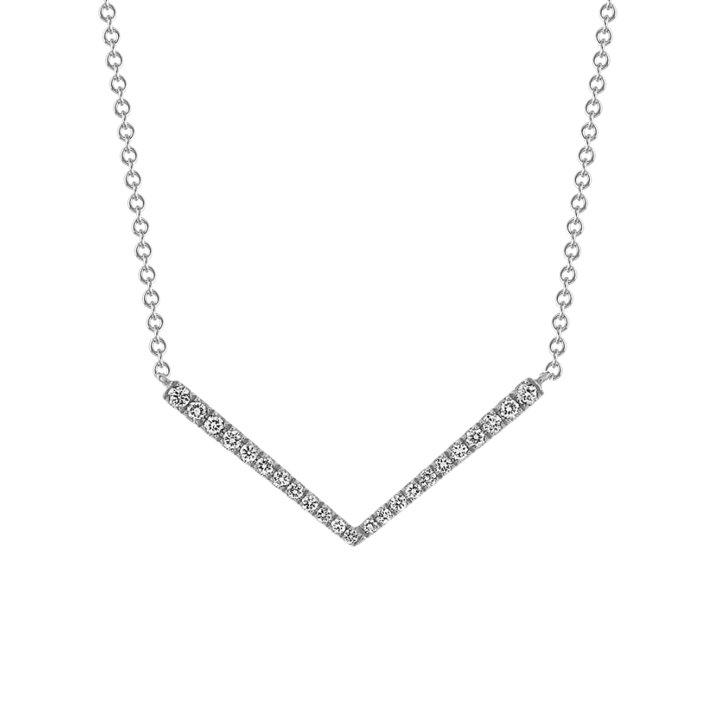 Napoli Natural Diamond V Bar necklace in 14k White Gold (18 in)