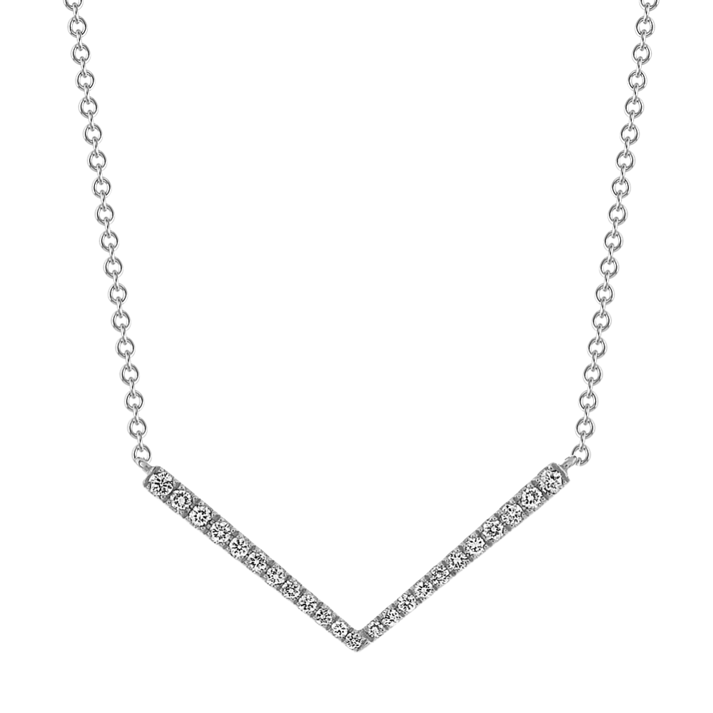 Napoli Diamond V Bar necklace in 14k White Gold (18 in)