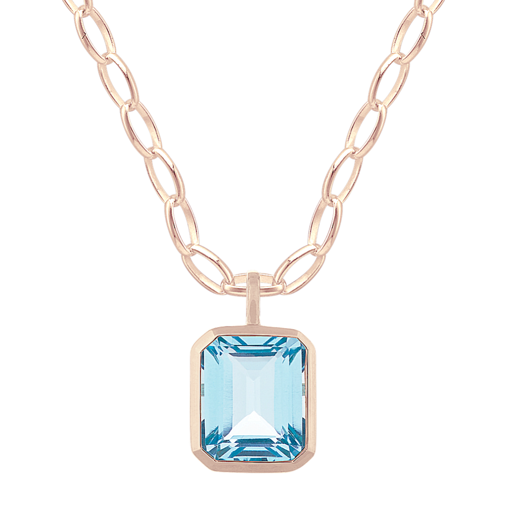 Blue Topaz Paper Clip Pendant (22'')