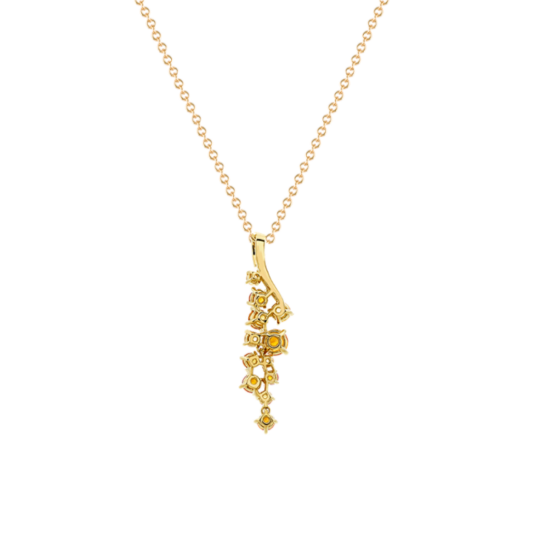 Natural Citrine and Natural Diamonds Cluster Pendant in 14k Yellow Gold (18 in)