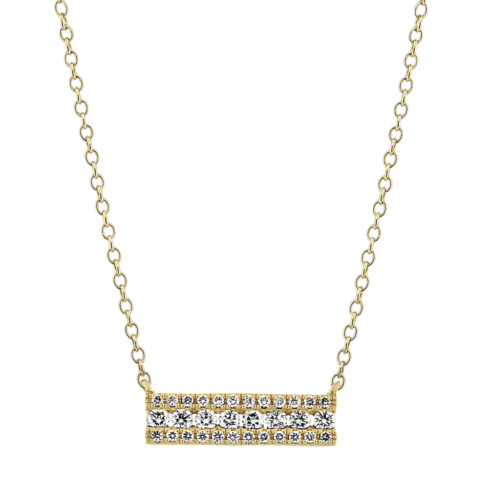 Triple Row Diamond Bar Necklace (18 in)