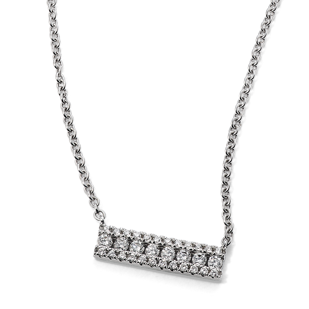 Triple Row Diamond Bar Necklace (18 in)