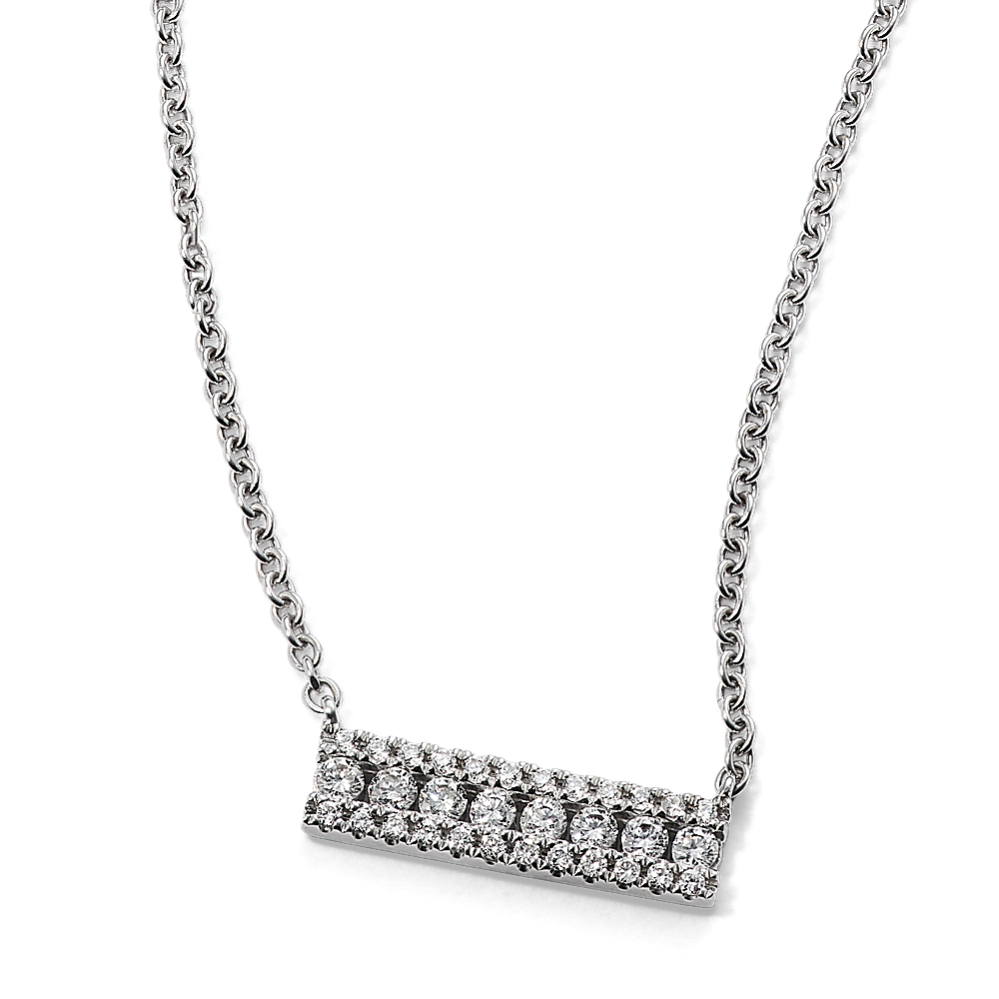 Triple Row Diamond Bar Necklace (18'')