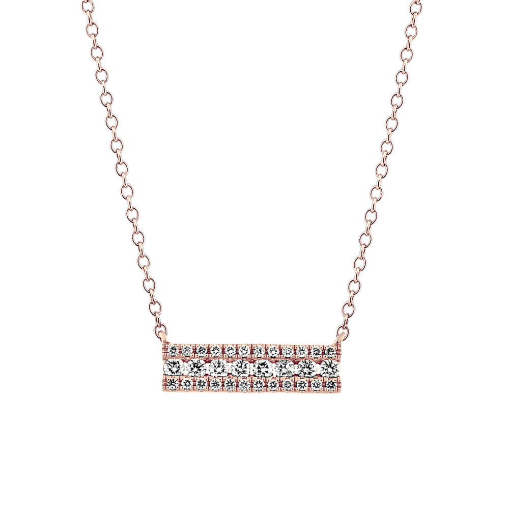 Natural Diamond Bar Necklace in 14k Rose Gold (18 in)