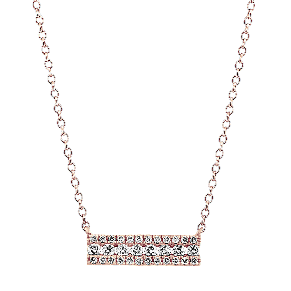 Triple Row Diamond Bar Necklace (18'')