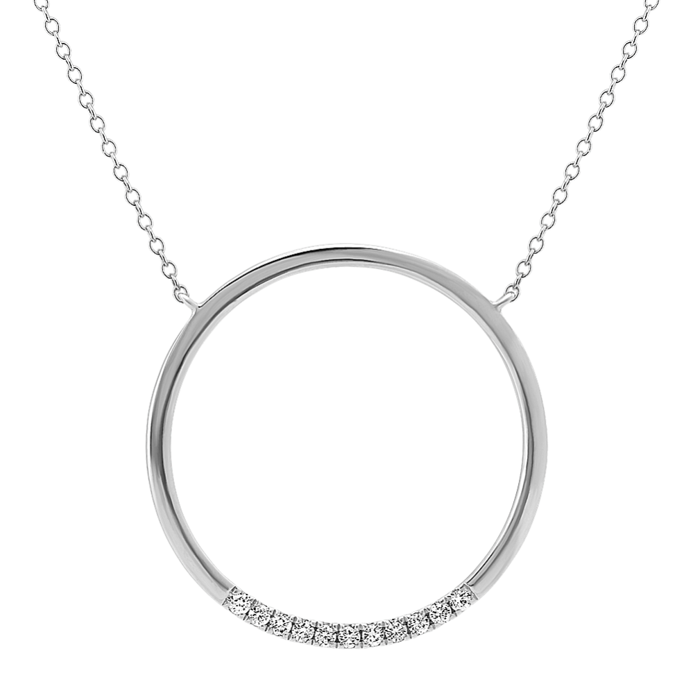 Diamond Circle Necklace in Sterling Silver (20'')