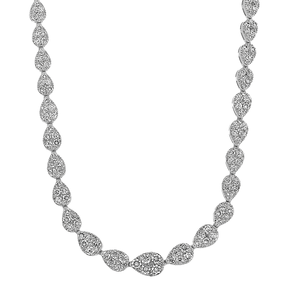 Diamond Cluster Necklace in 14K White Gold (18 in)