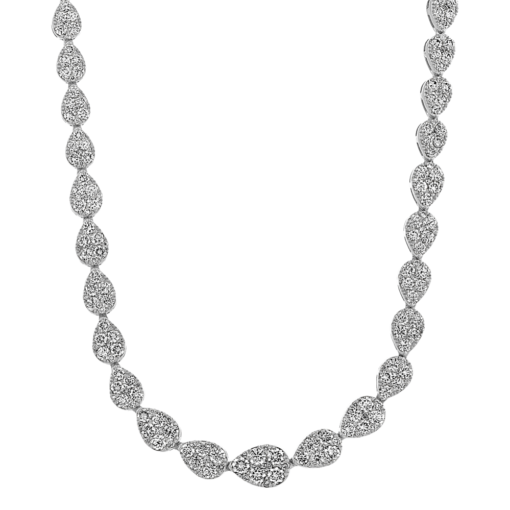 Diamond Cluster Necklace in 14K White Gold (18'')