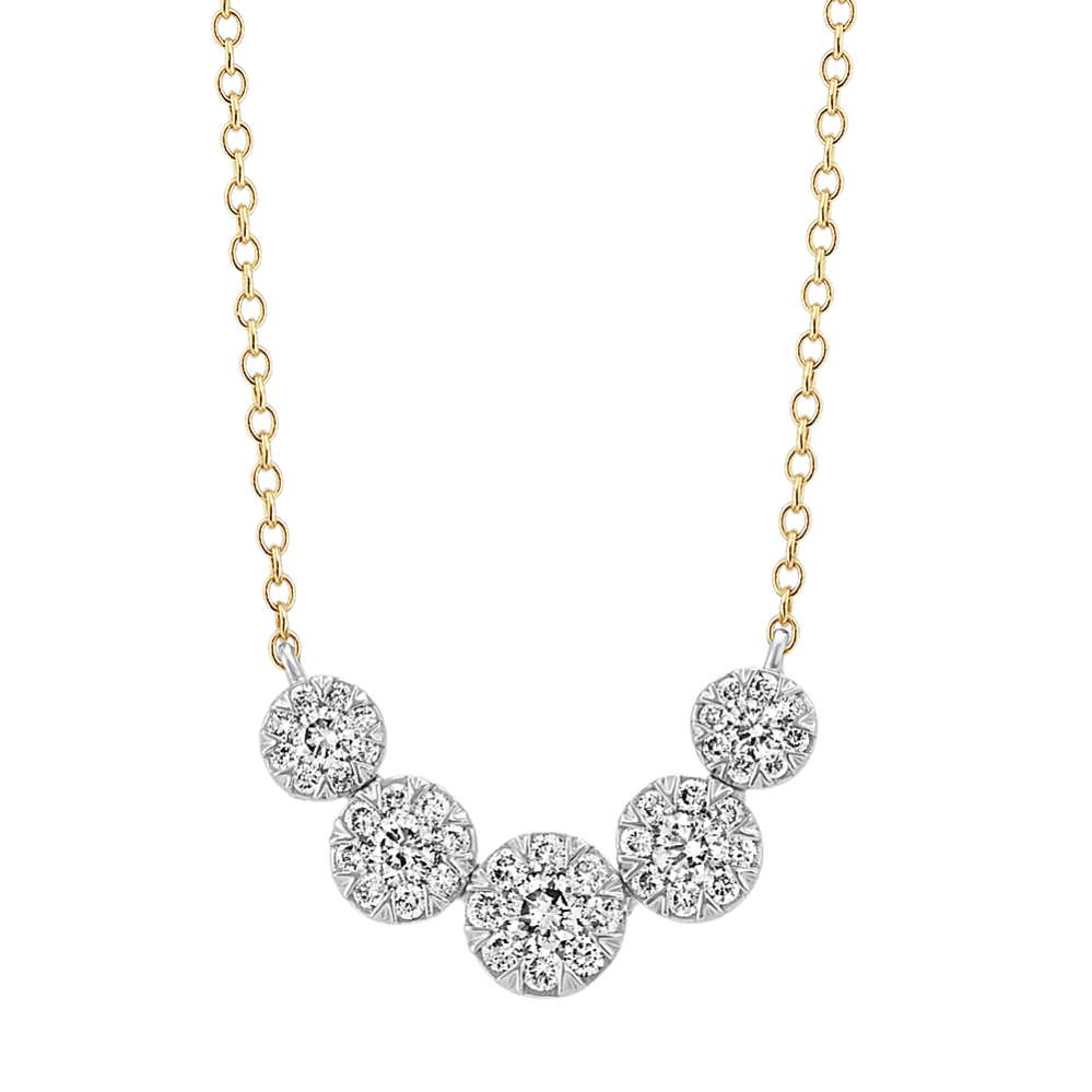 Diamond Cluster Necklace in Two-Tone Gold (18 in)