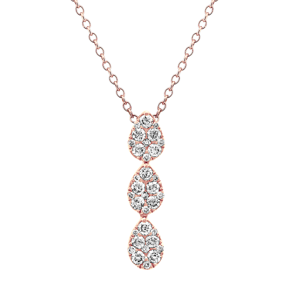 Diamond Cluster Pendant in 14k Rose Gold (24'')