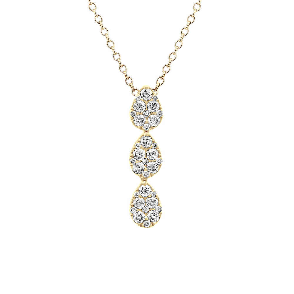 Natural Diamond Cluster Pendant in 14k Yellow Gold (24 in)