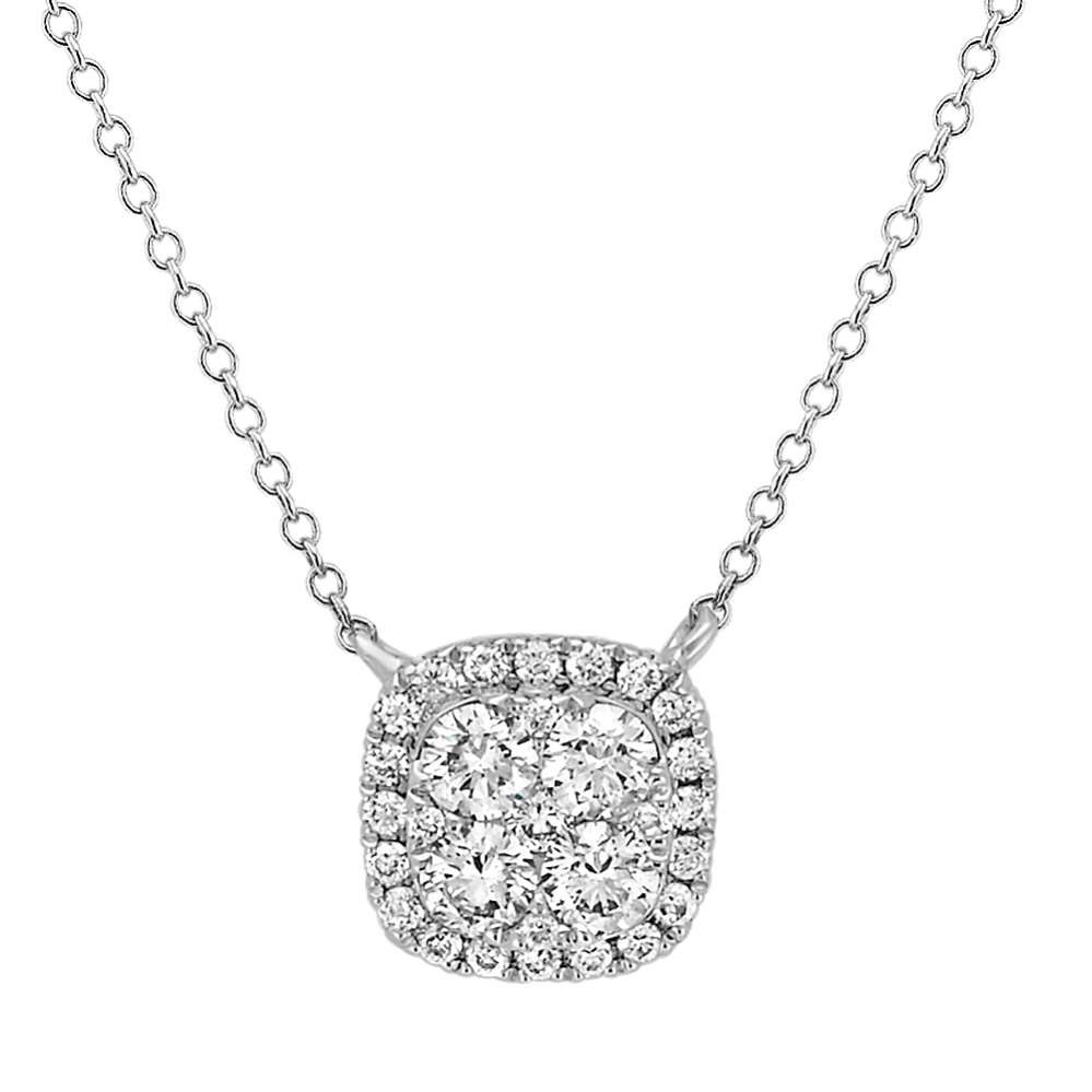 Diamond Cluster Square Necklace (18 in)