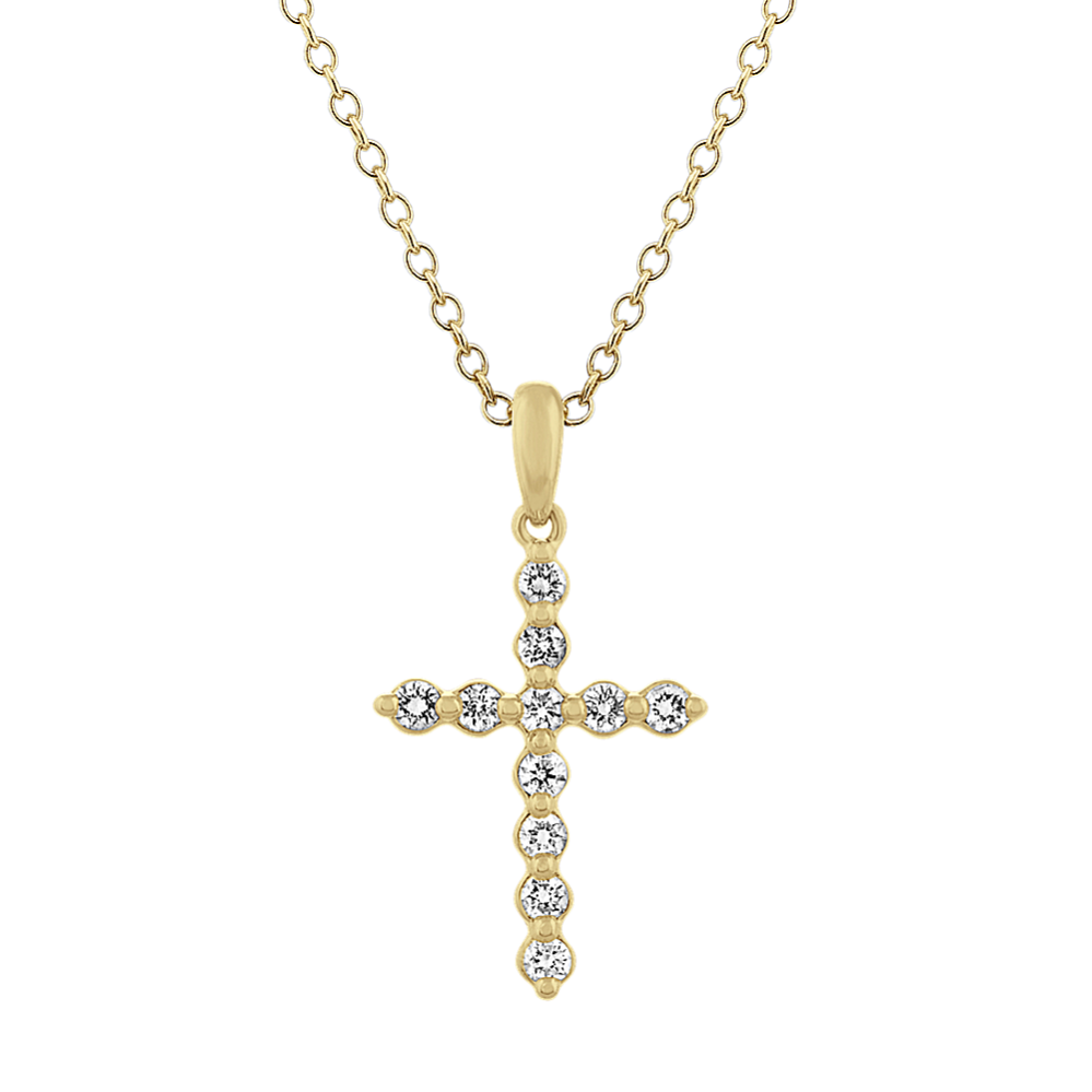 Diamond Cross Pendant in 14k Yellow Gold (18 in)