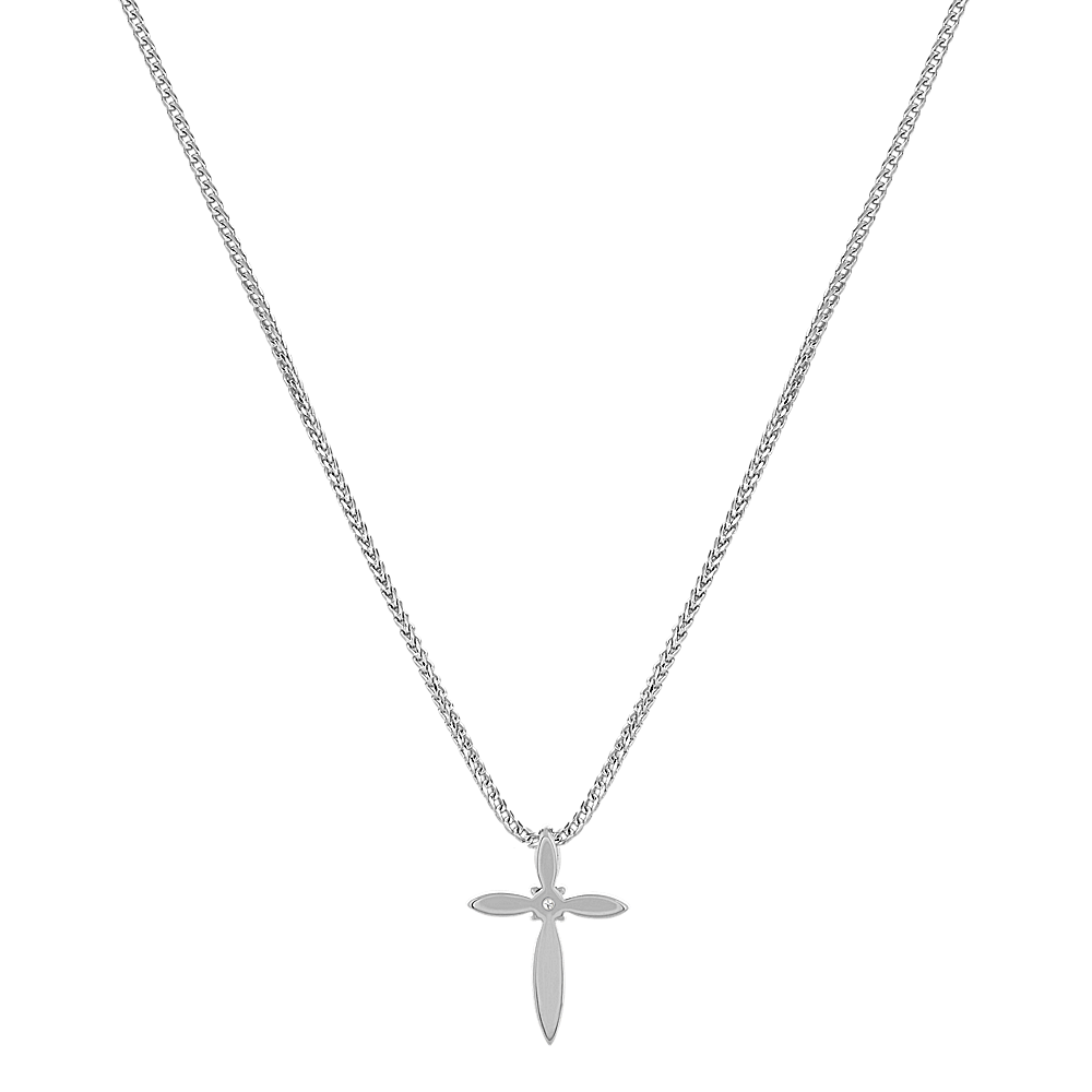 Diamond Cross Pendant in Sterling Silver (20 in) | Shane Co.