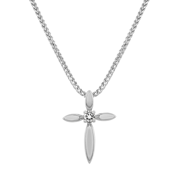 Diamond Cross Pendant in Sterling Silver (22'')
