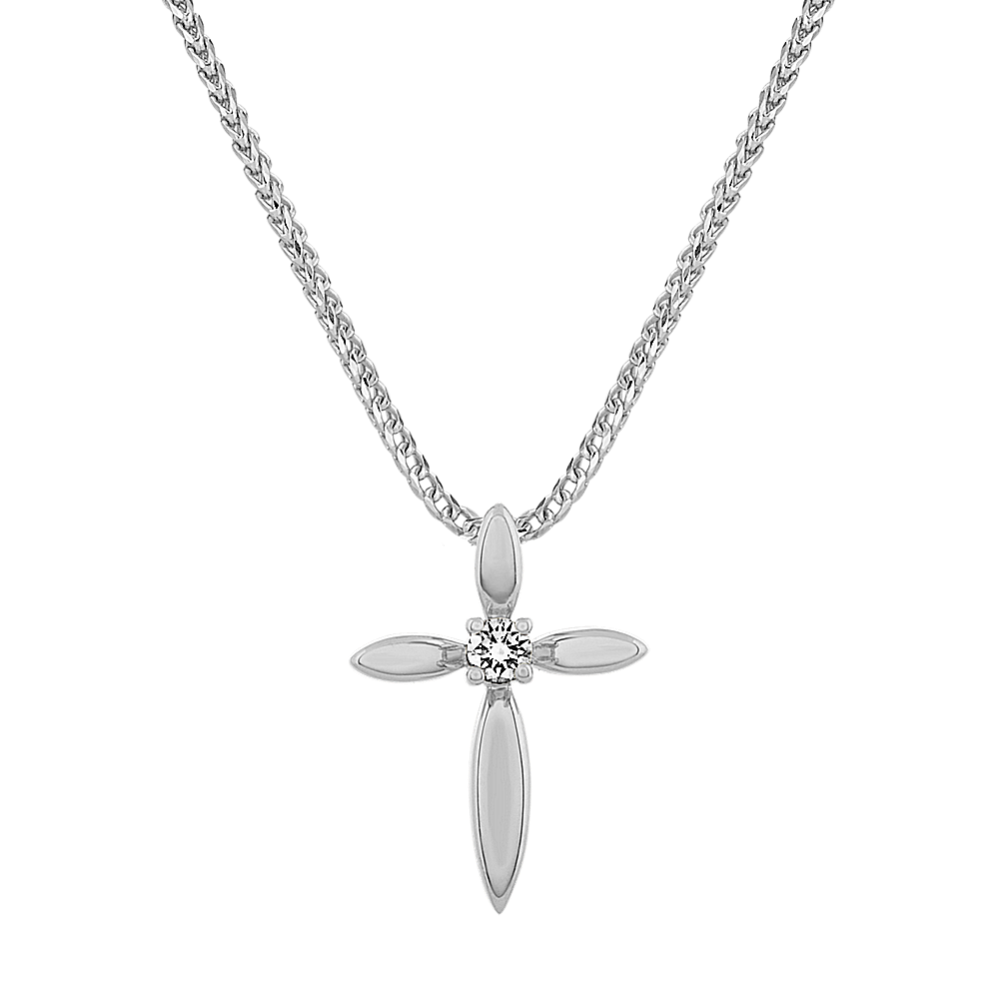 Diamond Cross Pendant in Sterling Silver (22 in)