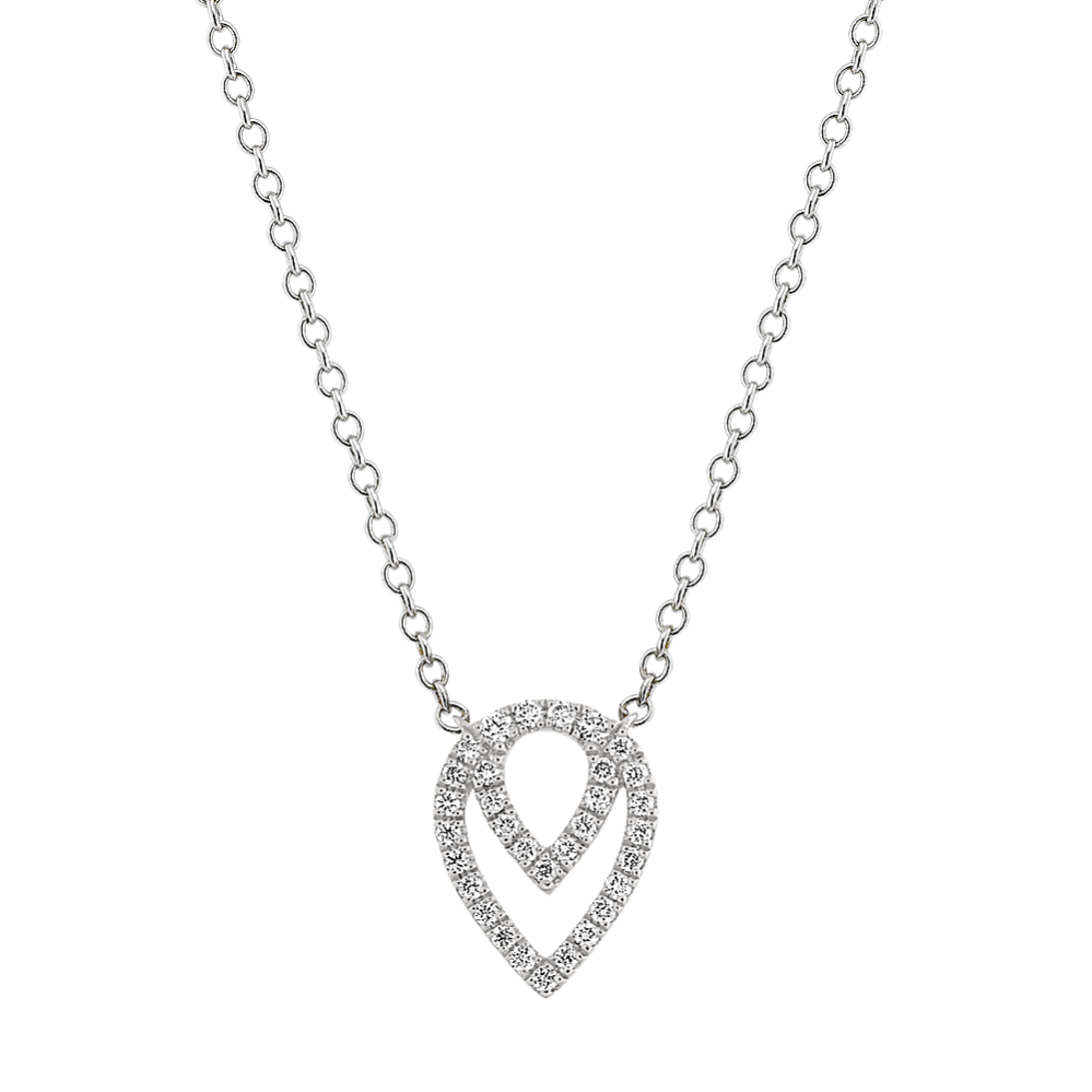Diamond Double Tear-Drop Necklace (18'')