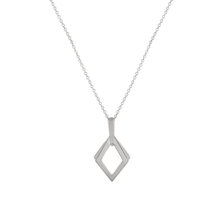 Natural Diamond Geometric Pendant in Sterling Silver (20 in)