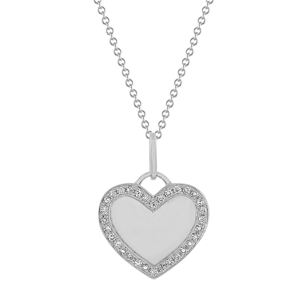 Diamond Heart Pendant in 14K White Gold (18 in)
