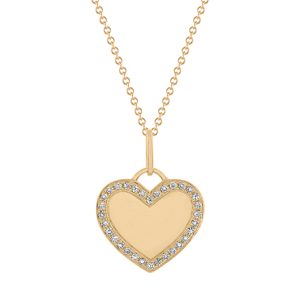Diamond Heart Pendant in 14K Yellow Gold (18'')