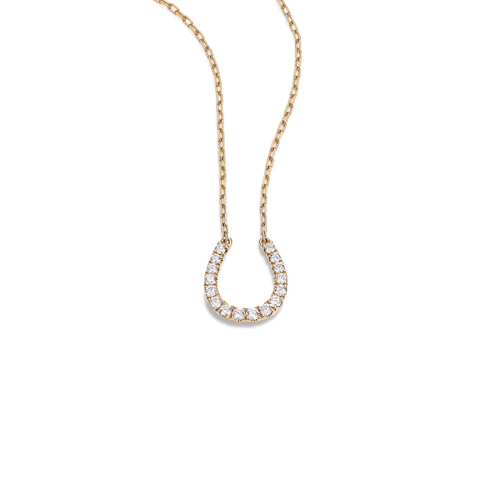 Natural Diamond Horseshoe Necklace in 14k Yellow Gold (18 in)