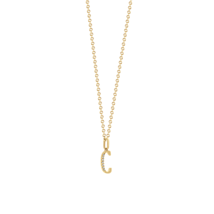 Natural Diamond Letter C Pendant in 14k Yellow Gold (18 in)