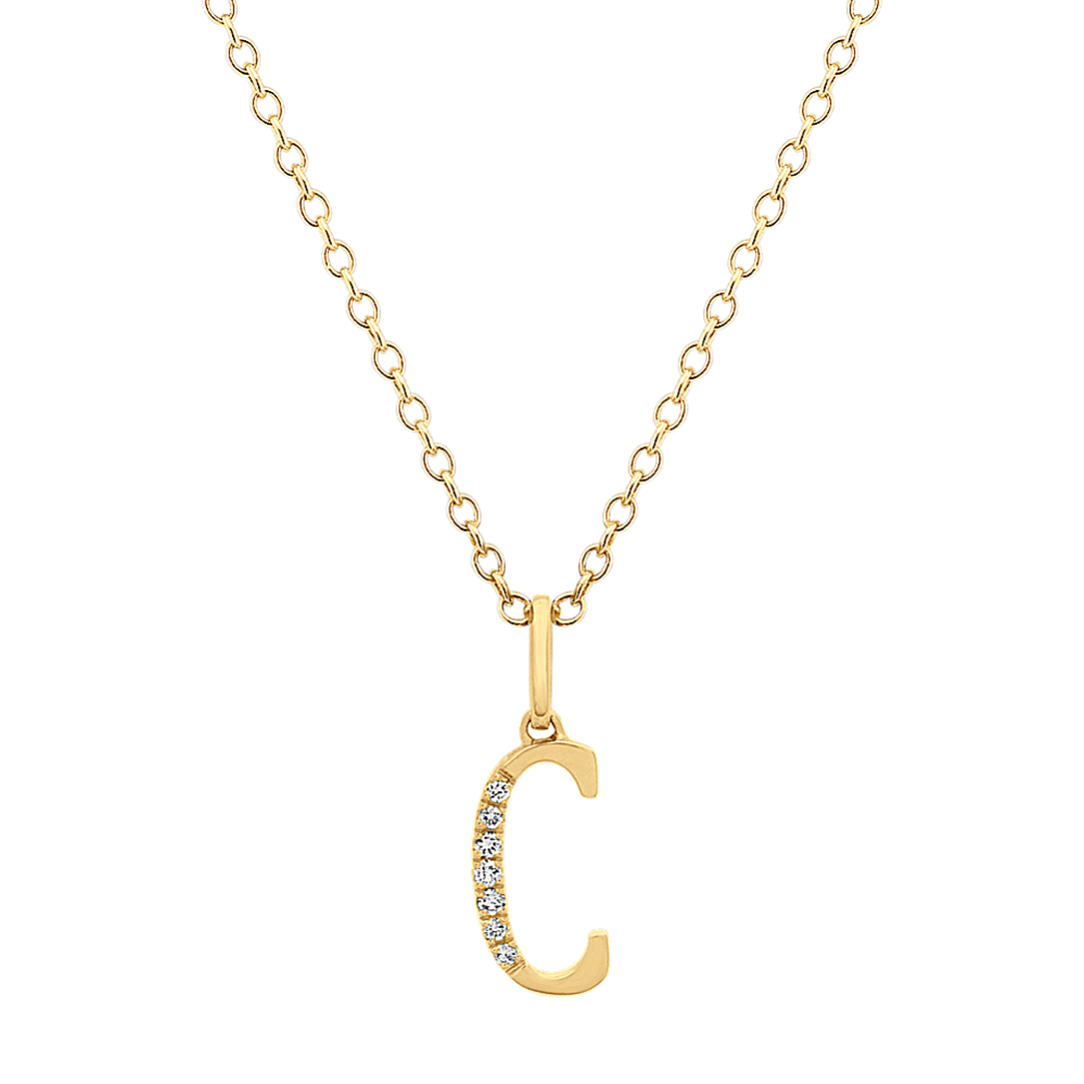 Diamond Letter C Pendant in 14k Yellow Gold (18'')