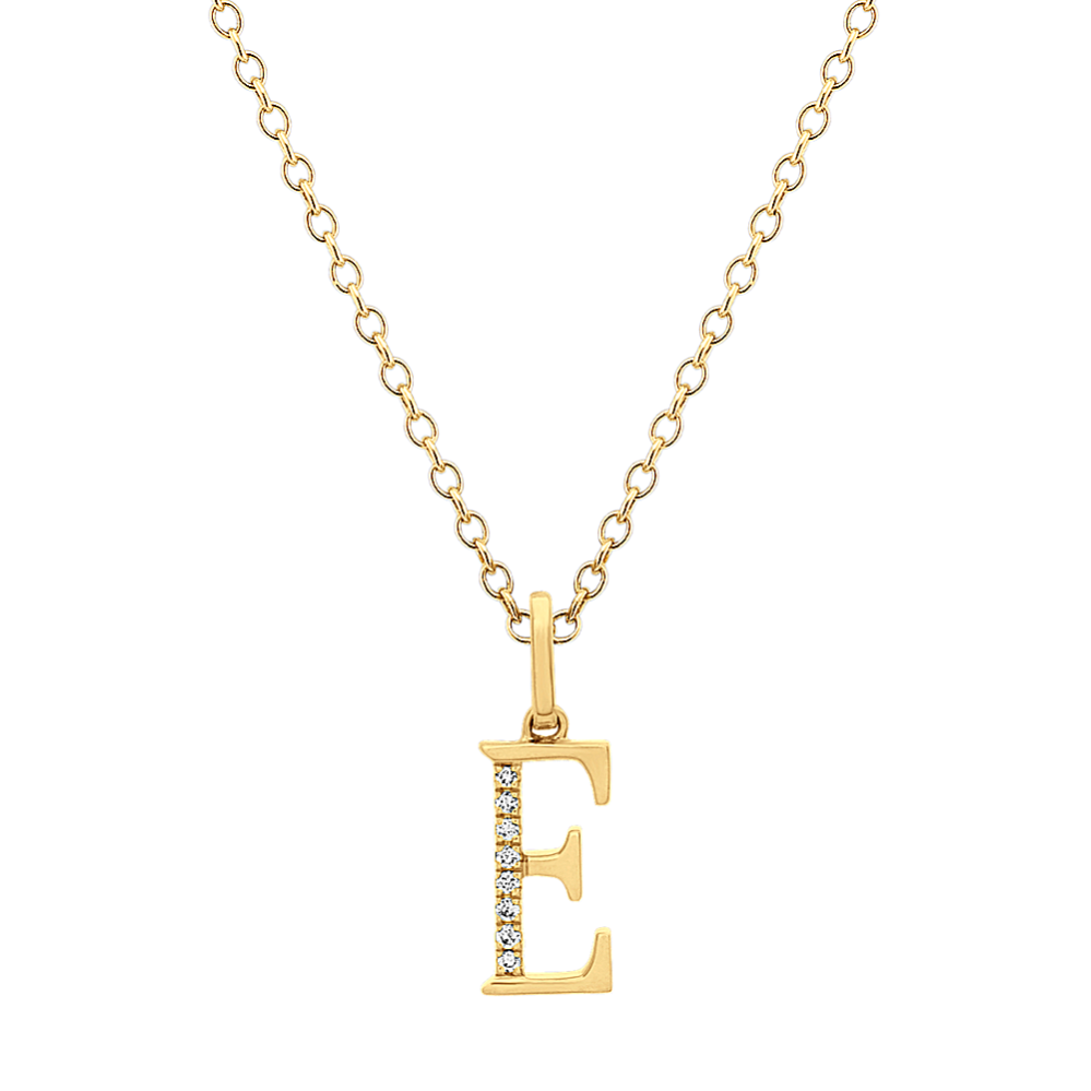 Diamond Letter E Pendant in 14k Yellow Gold (18'')