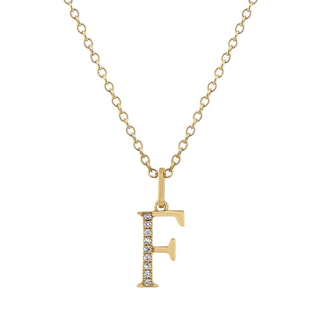 Diamond Letter F Pendant in 14k Yellow Gold (18'')