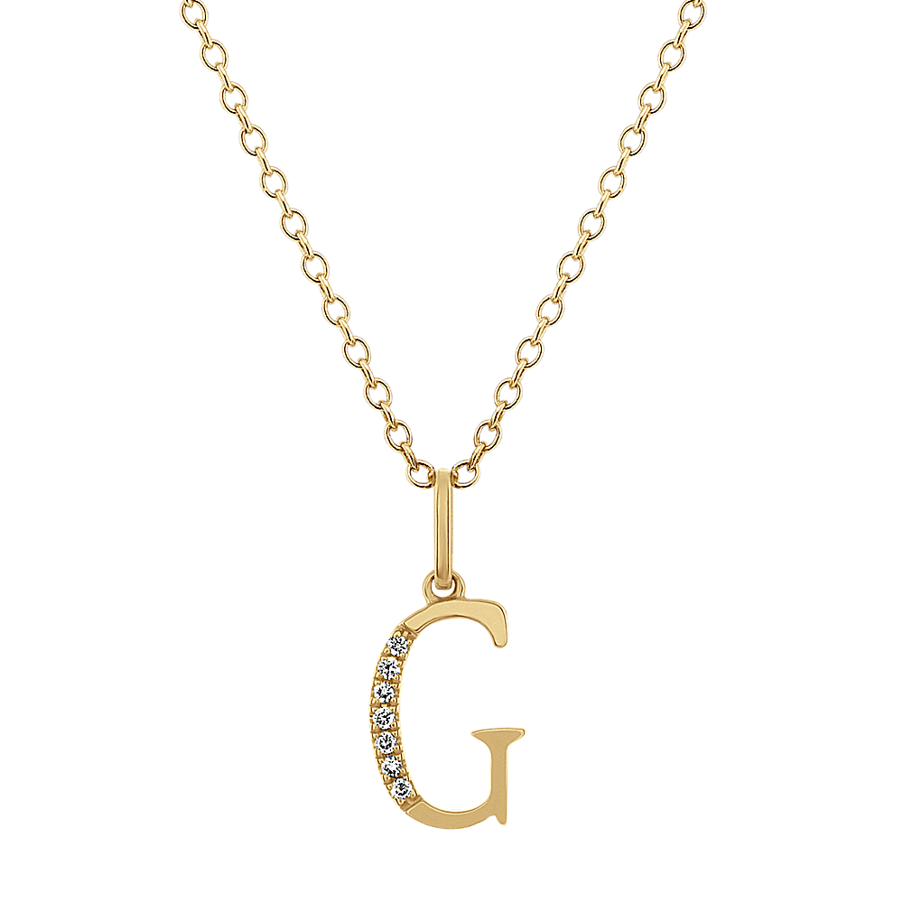 Diamond Letter G Pendant in 14k Yellow Gold (18 in)