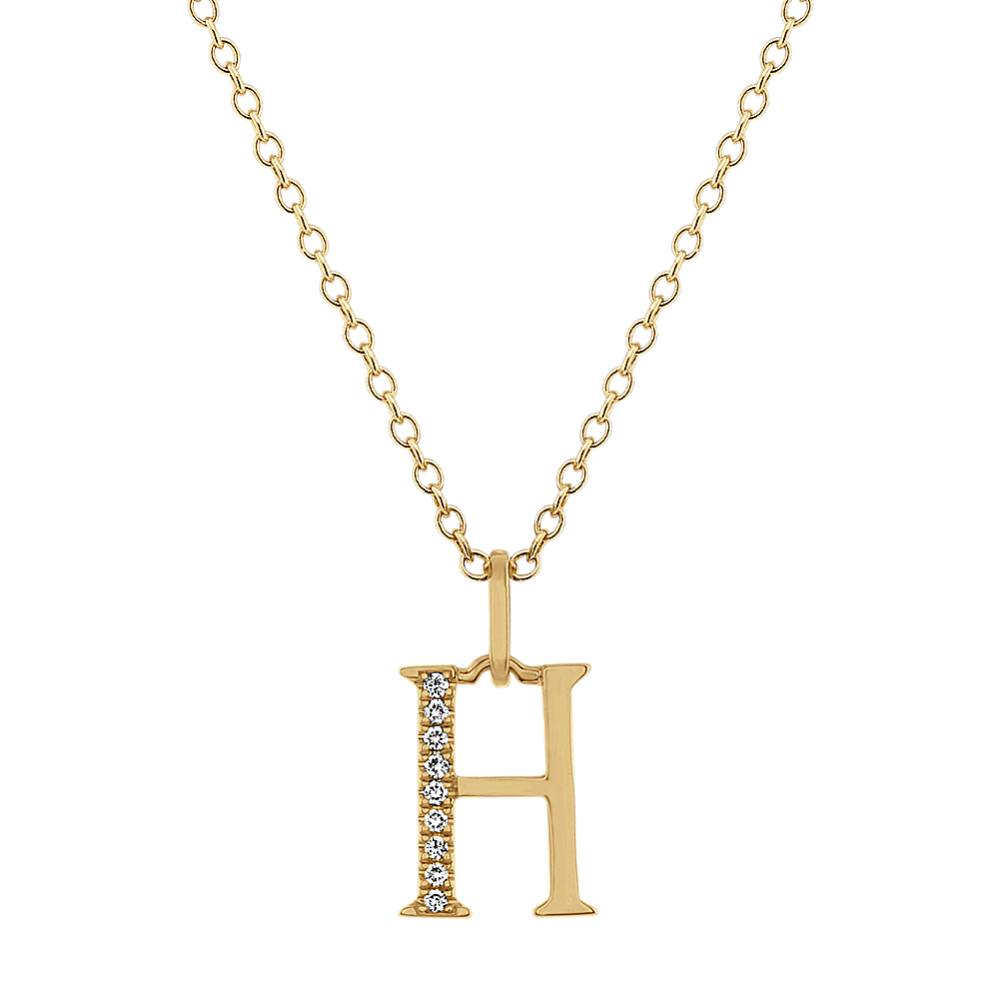 Diamond Letter H Pendant in 14k Yellow Gold (18 in)