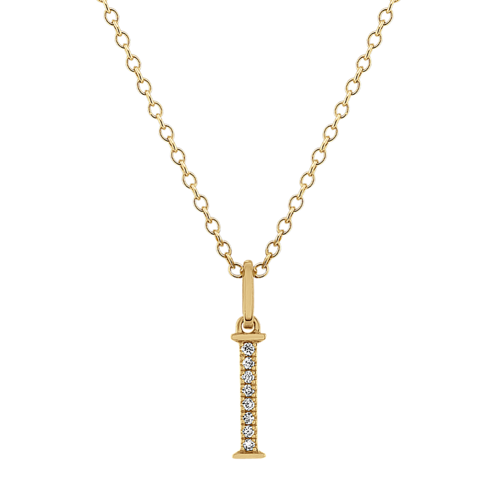 Diamond Letter I Pendant in 14k Yellow Gold (18'')