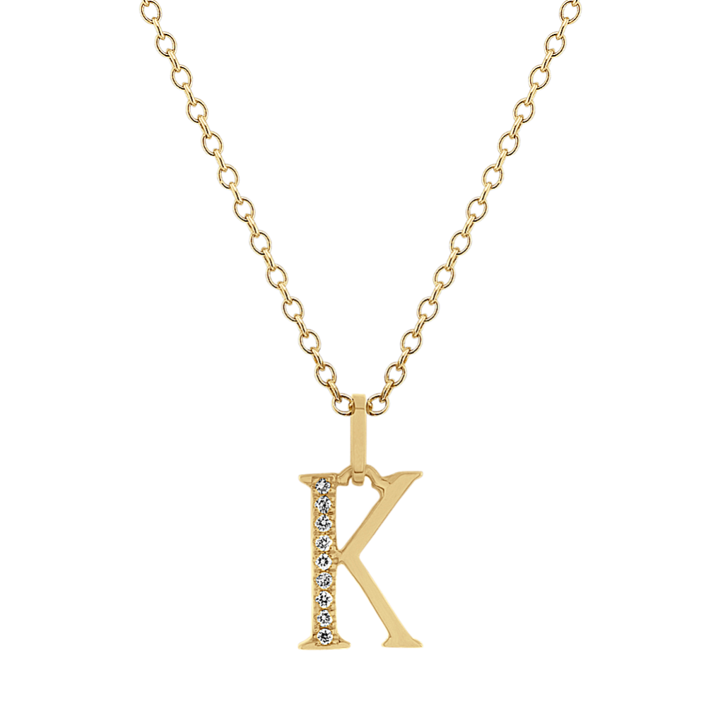 Diamond Letter K Pendant in 14k Yellow Gold (18'')