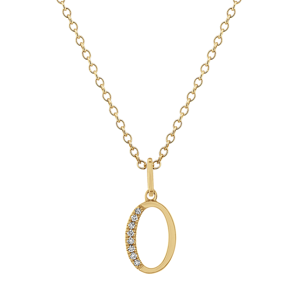 Diamond Letter O Pendant in 14k Yellow Gold (18'')