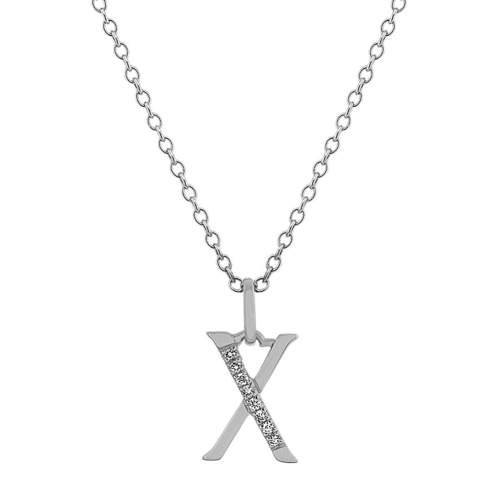 Diamond Letter X Pendant in 14k White Gold (18 in)
