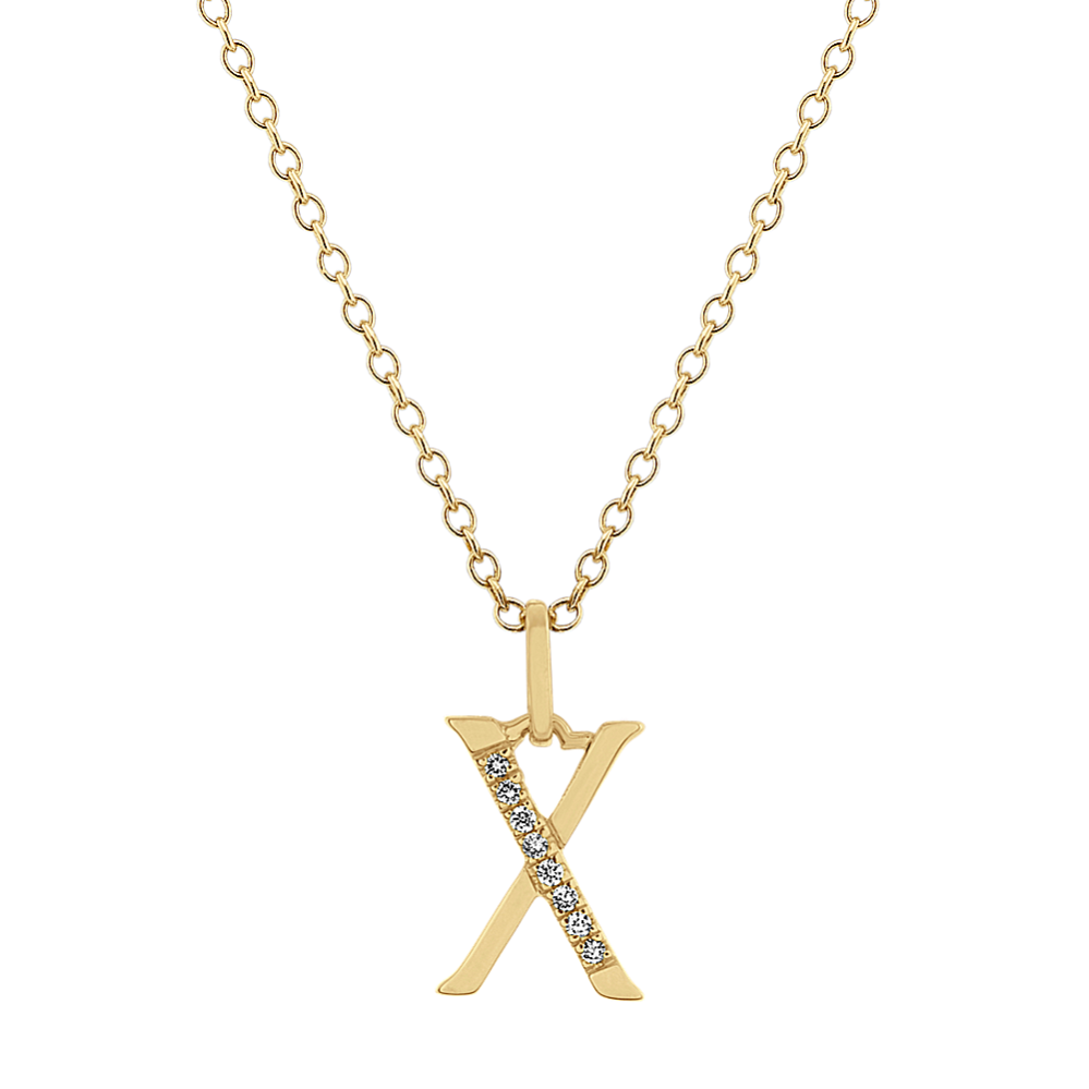 Diamond Letter X Pendant in 14k Yellow Gold (18 in)
