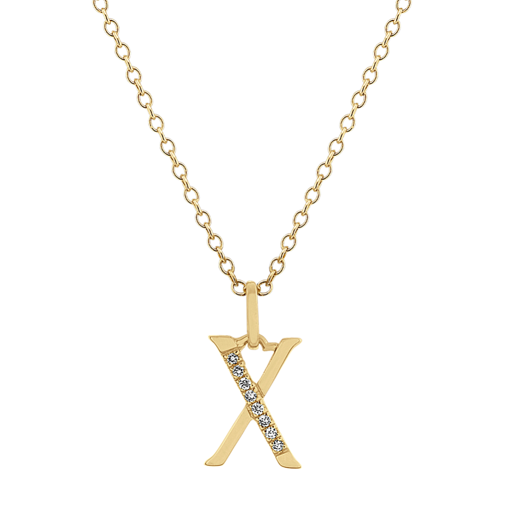Diamond Letter X Pendant in 14k Yellow Gold (18'')