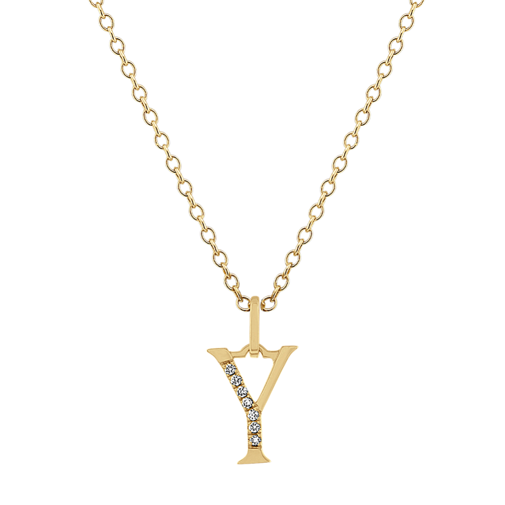 Diamond Letter Y Pendant in 14k Yellow Gold (18'')