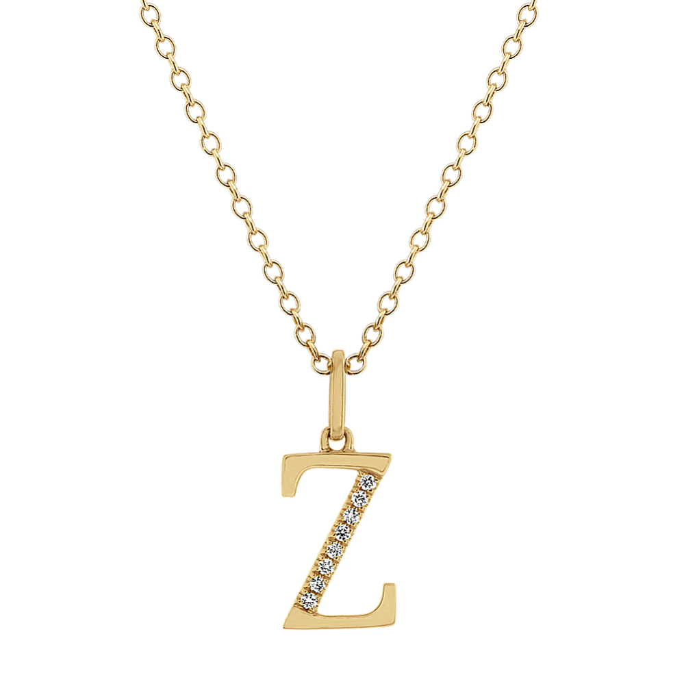 Diamond Letter Z Pendant in 14k Yellow Gold (18 in)
