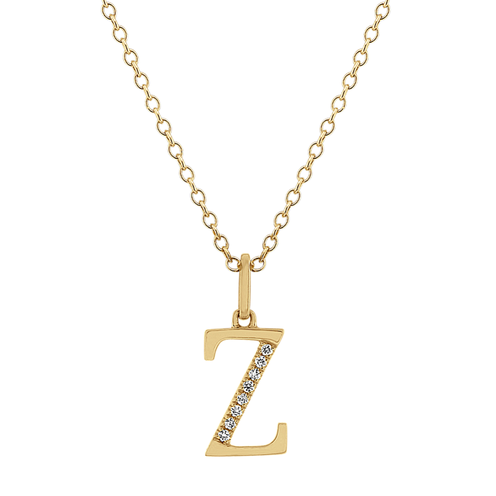 Diamond Letter Z Pendant in 14k Yellow Gold (18'')