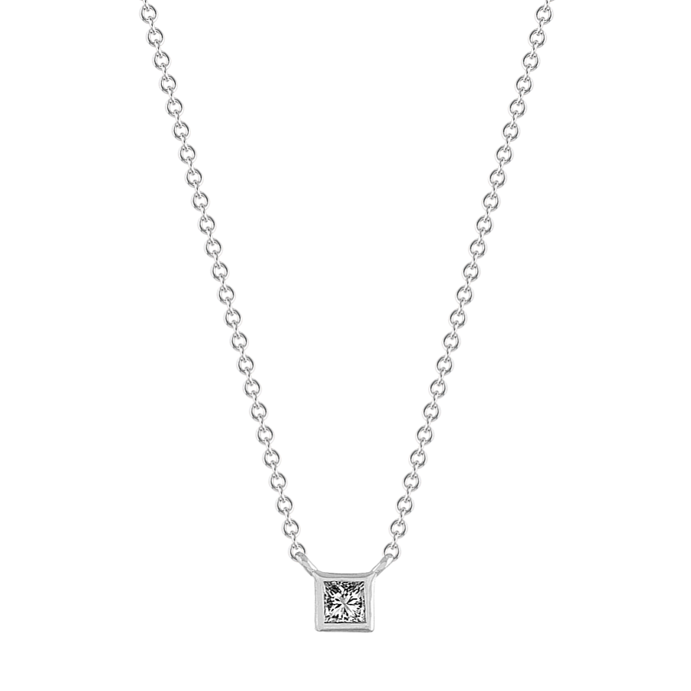 Diamond Petite Square Necklace in Sterling Silver (18 in)