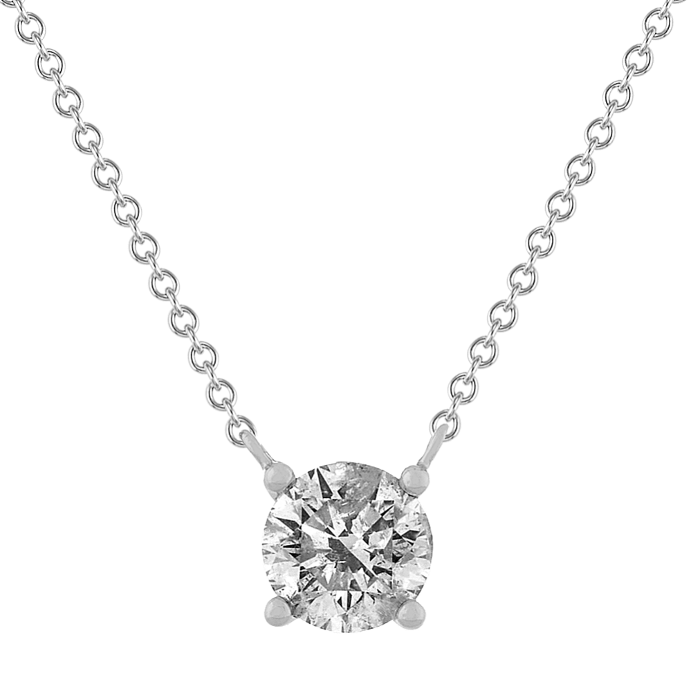 Diamond Solitaire Pendant in 14K White Gold (18'')