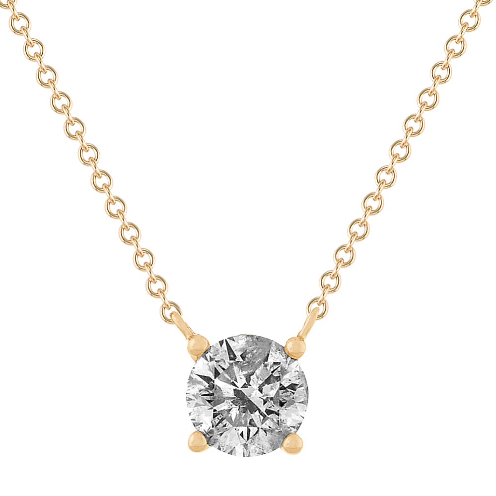 Diamond Solitaire Pendant in 14K Yellow Gold (18'')